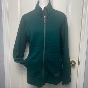 L.L. Bean women’s Diamond quilted full zip sweatshirt dark green Large